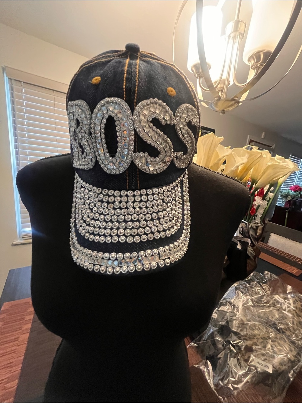 Boss Blue Jean Crystal Logo Baseball Cap